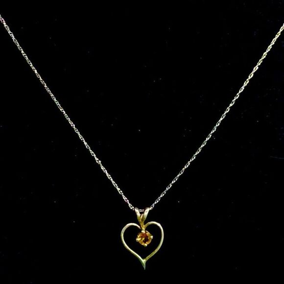 ARL Stunning Citrine & Sterling 925 Silver Heart Necklace - Picture 5 of 11